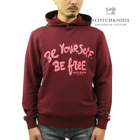 スコッチアンドソーダ パーカー メンズ 正規販売店 SCOTCH&SODA プリント プルオーバーパーカー スウェットパーカー ARTWORK FELPA PULLOVER HOODIE BORDEAUX 169765 0177 63821 28