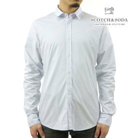 スコッチアンドソーダ メンズ 長袖シャツ 正規販売店 SCOTCH＆SODA ワイシャツ ドレスシャツ BASIC ORGANIC COTTON ELASTANE SLIM FIT SHIRTS 165316 0765 51451 60 BLUE 父の日 プレゼント ラッピング