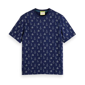 スコッチアンドソーダ メンズ 半袖Tシャツ 正規販売店 SCOTCH＆SODA クルーネック MINI AOP T-SHIRT P 175563 6865 14415 79 NAVY BLUE