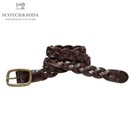 スコッチアンドソーダ SCOTCH＆SODA 正規販売店 メンズ ベルト Woven chunky leather belt 76153 70 BROWN D00S20