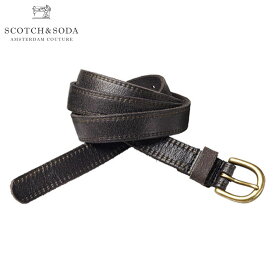 スコッチアンドソーダ SCOTCH＆SODA 正規販売店 メンズ ベルト Leather belt with print along edge 76163 90 D15S25