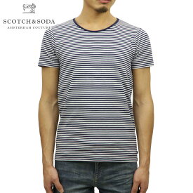 スコッチアンドソーダ Tシャツ 正規販売店 SCOTCH＆SODA 半袖Tシャツ Classic high crewneck tee in cotton/elastane quality 130840 01 D15S25