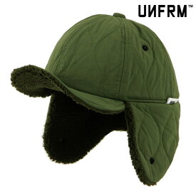 ユニフォーム アウトドア スタンダード メンズ レディース イヤーフラップキャップ 正規販売店 UNFRM OUTDOOR STANDARD 帽子 6PANEL 2WAY MILITARY BOA FLEECE EARFLAP CAP AW-0865 MOSS GREEN