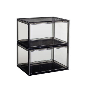 2個セット フィギュアケース シューズボックス コレクションケース クリア 卓上 透明 シューズケース 横型 スニーカー ケース 靴 シューズラック 下駄箱 プラモデルケース1/144 ホピーケース