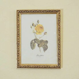 イタリア製 薔薇額絵 ゴールド枠 アクリル板 （ イエロー ローズ ） 絵画 花 【 メール便使用 】 おしゃれ イタリア 額 壁掛け 額 花 ルドゥーテ インテリア 雑貨 バラ 額 クラシック 額 インテリア