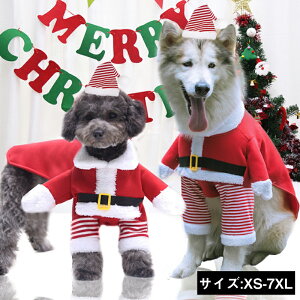 【★期間限定 10%OFFクーポン】ハロウィン コスプレ衣装 サンタクロース 二足歩行 2点セット ペット服 被り物 ペット 帽子付き 変身 猫用犬用帽子 ペットウィッグ 犬 コスプレ犬 コスチュー