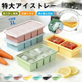 製氷皿 シリコン ふた付き シリコン冷凍トレー 蓋付き 2/4分割 1L 250ml 500ml 食品保存容器大型アイスキューブ 冷凍庫容器 作り置き 4つのコンパートメント 離乳食スープ小分けに便利 取り出し簡単 電子レンジOK 冷凍庫整理繰り返し使用