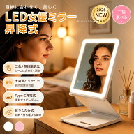 ＼期間限定！P2倍＆300円OFF／女優ミラー LEDミラー 卓上ミラー 折りたたみ 昇降式 高さ調整 充電式 Type…
