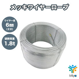 メッキワイヤー 6mm (2分)　10m OUT 6x19G/O　メッセンジャーワイヤー　ワイヤー　吊線　架空配線　ケーブル　固定　配管　ワイヤーロープ　【送料無料】