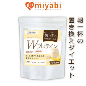 【送料無料| ファスティング 】Wプロテイン 300g バナナ風味【置き換え ダイエット 】 たんぱく質 動物性 ホエイ 植物性 ソイ プロテイン ファスティング 断食 ダイエット BCAA MCTパウダー 栄