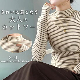 【新登場！】レディース ボーダー ハーフタートル カットソー 長袖 トップス 秋冬 ダブル起毛 暖かい 着痩せ インナー 体型カバー ストレッチ 通勤服 カジュアル 大人可愛い 韓国風 無地風デザイン おしゃれ レイヤード 23HT758-sd