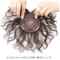 送料無料 白髪隠し 部分ウィッグ ヘアピース 人毛100％ トップカバー つむじ付き 薄毛 抜け毛 ウェーブ …