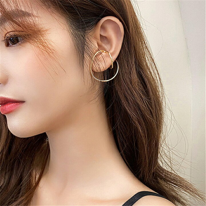 イヤリング レディース シルバー ツイスト イヤーカフ 大ぶり フープ イヤリング 人気 痛くない 二連 耳掛け イヤリング イヤカフ 【イアリング】 ミヤビグレース イヤリング ノンホールピアス 可愛い 上品 大人 華やか おしゃれ ミヤビグレース Miyabi Grace ... ノンホールピアス 樹脂イヤリング Cフープ ツイスト 35mm