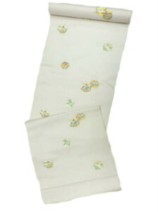 西陣織 正絹 名古屋帯 カジュアル セミフォーマル 絹の名古屋帯 お茶会 パーティ 歌舞伎 観劇 お出掛け 七五三 お宮参りに 九寸帯 訪問着 附下 色無地 小紋 肌色地 糸巻 柄No.3114