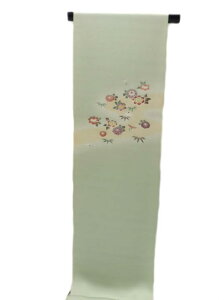 西陣織 正絹 名古屋帯 カジュアル セミフォーマル 絹の名古屋帯 お茶会 パーティ 歌舞伎 観劇 お出掛け 七五三 お宮参りに 九寸帯 訪問着 附下 色無地 小紋 若草地 塩瀬 小花 柄No.3130