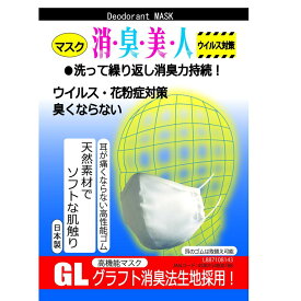 メール便対応　消臭美人 マスク 抗菌 花粉症 対策 繰り返し使用可能 (約50回洗濯可) スピード消臭 日本製 個包装