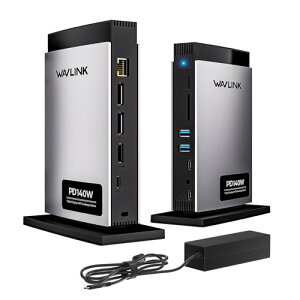 WAVLINK 11-in-1 USB-C�h�b�L���O�X�e�[�V�����A3��ʃ��[�h�o�́A�f���A��8K HDMI + 8K DP�APD3.1 140W�[�d�Ή��A5��USB-C/USB-A�|�[�g�ASD/TF�X���b�g�A�I�[�f�B�I/�}�C�N�ARJ45�C�[�T�l�b�g�AM1/M2/M3�Ή�