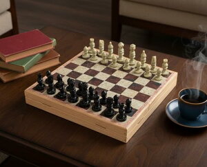 StonKraft - 10�C���` x 10�C���` (25 x 25 cm) �`�F�X�{�[�h �ؐ��x�[�X & �X�g�[���C�����C & �X�g�[���s�[�X�Q�[���Z�b�g (Stone Inlaid Wood Chess with Stone Chess Pieces)