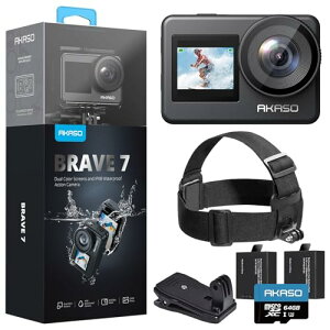 �A�N�V�����J����-AKASO Brave7-4K�E�F�A���u���J���� IPX8�{�@�h��10M �����J���� 6����Ԃ�␳ �X�|�[�c�J���� WiFi �A�N�V�����J�� �N�C�b�N�L���v�`���[ ��������@�\ �O���}�C�N�Ή� 1350mAh�o