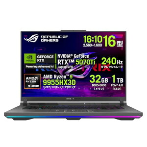 ASUS �Q�[�~���O�m�[�gPC ROG Strix G16 G614FR 16�C���` RTX 5070 Ti Ryzen 9 9955HX3D ������ 32GB SSD 1TB ���t���b�V�����[�g240Hz RGB �C���~�l�[�g�L�[�{�[�h Windows 11 ����ҏW PC Game Pass 3�������p���t�� G614FR-