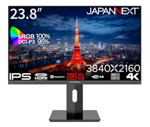 JAPANNEXT 23.8�C���` ���j�^�[ 4K UHD 3840x2160�𑜓x IPS �f�B�X�v���C (KVM/HDMI/USB-C ���d (65W) / DisplayPort/�X�s�[�J�[����/�u���[���C�g�J�b�g) JN-IPS2380UHDR-C65W-HSP