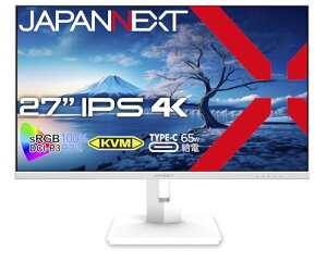 JAPANNEXT 27�C���` ���j�^�[ 4K UHD 3840x2160�𑜓x IPS �f�B�X�v���C (KVM/HDMI/USB-C ���d (65W) / DisplayPort/�X�s�[�J�[����/��������/��](�s�{�b�g)�@�\/VESA�Ή�/�u���[���C�g�J�b�g) JN-IPS27UHDR-C65W-HSP-W