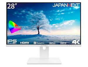 JAPANNEXT 28�C���` ���j�^�[ 4K UHD 3840x2160�𑜓x IPS �f�B�X�v���C (HDMI/DisplayPort/�u���[���C�g�J�b�g) JN-IPS28UHDR-W