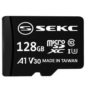 �y�@ �zSEKC microSDXC�J�[�h 128GB A1 UHS-I(U3) V30 Class10�Ή� 4K ULTRA HD�Ή� �ő�Ǐo���x95MB/s SD�A�_�v�^�t SV30A1128