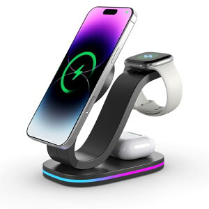 QISI Qi2�F�� ���C�����X �[�d�� iPhone Android�Ή� 15W �}���[�d Magsafe Qi2�F�؍� 3in1 AppleWatch �p�x���� �܂��ݎ� ���C�����X �A���h���C�h iPhone 15 14 Plus Pro Max 13 12 mini SE2 Google Pixel Fold Pixel 8 8pro Pix