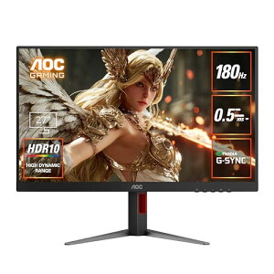 AOC �Q�[�~���O���j�^�[ 27�C���`, 1920×1080@180Hz, 0.5ms, HDMI2.0 x 1/ DP1.4x1, ���~(��������)/�`���g/�X�C�[�x��/�s�{�b�g(�c��]), G-Sync Compatible�Ή�, Adaptive Sync, HDR10, �t���b�J�[�t���[, 3�N�ۏ� 27G4/11