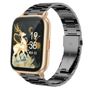 Lamsaw for RUIMEN H1 �X�}�[�g�E�H�b�` �o���h, �X�e�����X�� ���^�� �x���g ���������o���h ���v�X�g���b�v �����������t�� RUIMEN H1 1.85�C���`�X�}�[�g�E�H�b�` �ɑΉ� (�u���b�N)