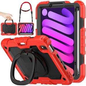 SEYMAC stock iPad mini A17 Pro/mini6 �����O�n���h���ϏՌ��P�[�X iPad mini��7/6����8.3�C���`�i2024/2021�j��p �y�����[ �V�����_�[�X�g���b�v �ی�t�B�����t���t���[���i���b�h+�u���b�N�j