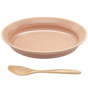 アイトー aito製作所 「 カレット Cullet 」 楕円 カレー皿 パスタ皿 ボウル 鉢 約24×19cm 木製スプーン 付 ピンク 電子レンジ 食洗機対応 美濃焼 日本製 111109