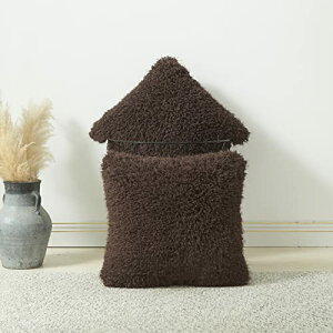 YunJeude �N�b�V�����J�o�[ 45x45cm �k�� 2���Z�b�g �t�F�C�N�t�@�[ �x���x�b�g �����O�t�@�[ �t�@�X�i�[ ������� ���� �C���e���A���� �ӂ�ӂ� �����V���M�[ (�u���E��, 45x45)