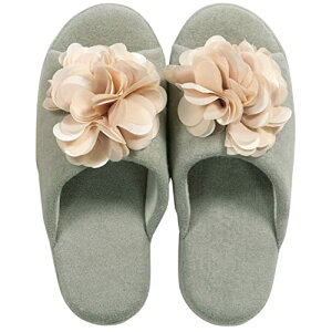 センコー(Senko) S.D.S コンフォ 花モチーフ付 スリッパ グレー 約 25.5cm 綿生地 アーチ型ソール カップ形状 リラックス 91896