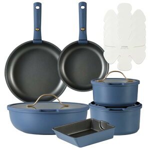 CAROTE �J���[�e �t���C�p�� �Z�b�g 15�_ �`�^���R�[�g IH�Ή� �K�X�ΑΉ� PFOA�Ȃǂ̗L�Q�����s�g�p 5�w�\�� �y�� �����̂Ƃ�� �������ɂ��� ��Z�b�g ���Ă��� �􂢂₷�� ������ Blue �u