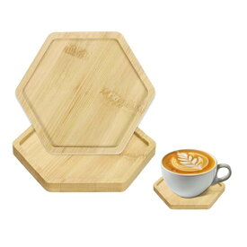 uxcell 木製コースター 2枚入り 六角形 120x105x10mm 耐熱 滑り止め キャンドルトレイ装飾 飲食店 寝室 飲料 コーヒー バーテーブル キッチン用