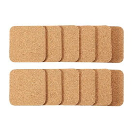 aninako コースター コルク 12個入り 木製 丸型/四角形 直径100 mm 厚さ5 mm 密度が高く カビを防ぐ 耐熱性 滑り止め 吸水 再利用可能 お茶/コーヒーコースター 工芸品ブランクコースター (正方形)