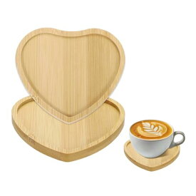 uxcell 木製コースター 2枚入り ハート 105x95x10mm 耐熱 滑り止め キャンドルトレイ装飾 飲食店 寝室 飲料 コーヒー バーテーブル キッチン用