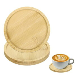 uxcell 木製コースター 2枚入り 丸型 95x95x10mm 耐熱 滑り止め キャンドルトレイ装飾 飲食店 寝室 飲料 コーヒー バーテーブル キッチン用