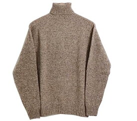 Harley of scotland ハーレーオブスコットランド タートルネック ニット セーター メンズ レディース シェットランド ウール M2474/5 ボトルネック (Mushroom, 44)