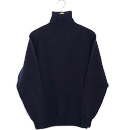 Harley of scotland ハーレーオブスコットランド タートルネック ニット セーター メンズ レディース シェットランド ウール M2474/5 ボトルネック (New Navy, 44)