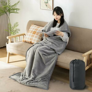 Softime 毛布 寝袋 筒型毛布 着る毛布 冬 着る寝袋 着るブランケット 抗菌防臭 寒さ対策 暖かい 冬用 お昼寝毛布 フランネル素材 洗える 包まれる毛布 車内 防災 部屋 オフイス 出張 アウトド