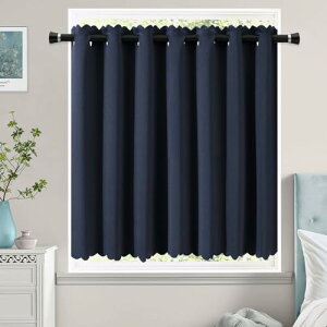 AooHome 遮光カーテン 小窓 1級遮光 ネイビー 1枚入れ UV カフェカーテン 見えにくい 無地 70cm丈 省エネ 遮熱 断熱 高密度布製 目隠し 防寒 保温 洗える 間仕切り 厚手 キッチン 浴室 トレイ 子供