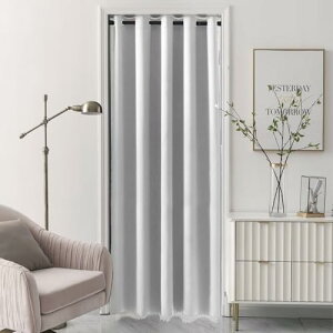 唐土工房 間仕切りカーテン 断熱保温 のれん 遮光 暖簾 175cm丈 幅80cm ロング おしゃれ 北欧 突っ張り棒カーテン 無地 ハトメ アコーディオンカーテン 間仕切り 厚手 目隠し 冷気遮断 防寒 防