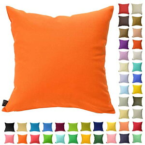 クッションカバー 60×60cm カラフル 多色展開 綿 ポリエステル インテリア ソファ シンプル 座椅子 ベッド 枕カバー 座布団 無地 車 北欧 (オレンジ)