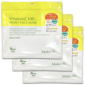 �y�܂Ƃߔ����zMake.iN Vitamin C 100 MOIST FACE MASK 30���� 3�܃Z�b�g �r�^�~��C ���C�X�g �t�F�C�X�}�X�N �p�b�N ���{�� �ێ� ���邨�� �X�L���P�A