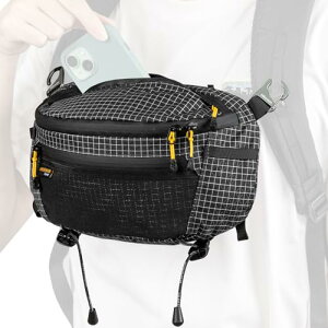 ウエストバッグ 登山 ポーチ 軽量 ウエストポーチ サコッシュ 腰袋 防水 大容量 登山用 アウトドア バイク 旅行 釣り (ブラック)