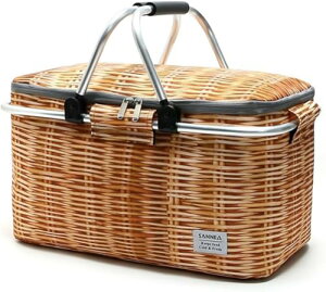 KOKUMONピクニックバスケット ーラーバスケット ショッピングバッグ保冷 防水 保温 折りたたみ可能 お手入れ簡単 屋外お花見 バーベキュー 釣り キャンプ スポーツ観戦 休暇に最適