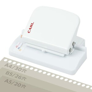 カール事務器 ゲージパンチ・ライト ルーズリーフパンチ 6穴 A4/B5/A5対応 ホワイト コンパクト 軽量 小型 持ち運び便利 携帯用 日本メーカー 品質 プリント 資料 学習用 事務用 オフィス用 手